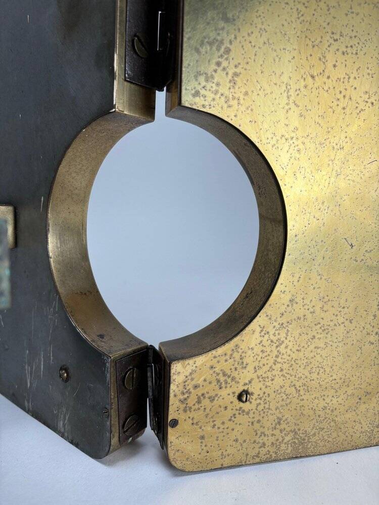 Large Mid-Century Modern Italian Brass Triple Mirror, 1950s