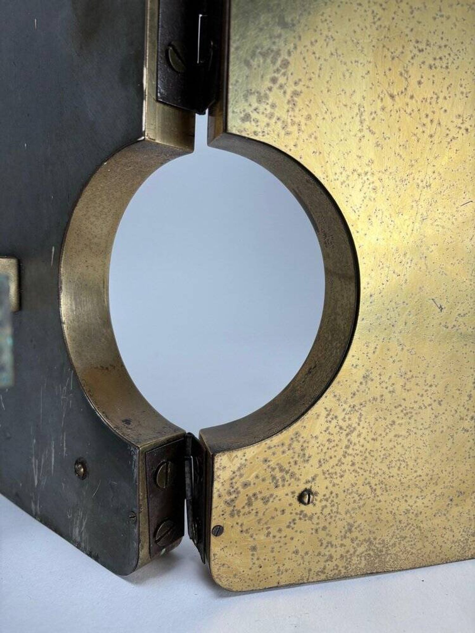 Large Mid-Century Modern Italian Brass Triple Mirror, 1950s