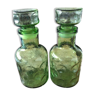 2 glass decanters