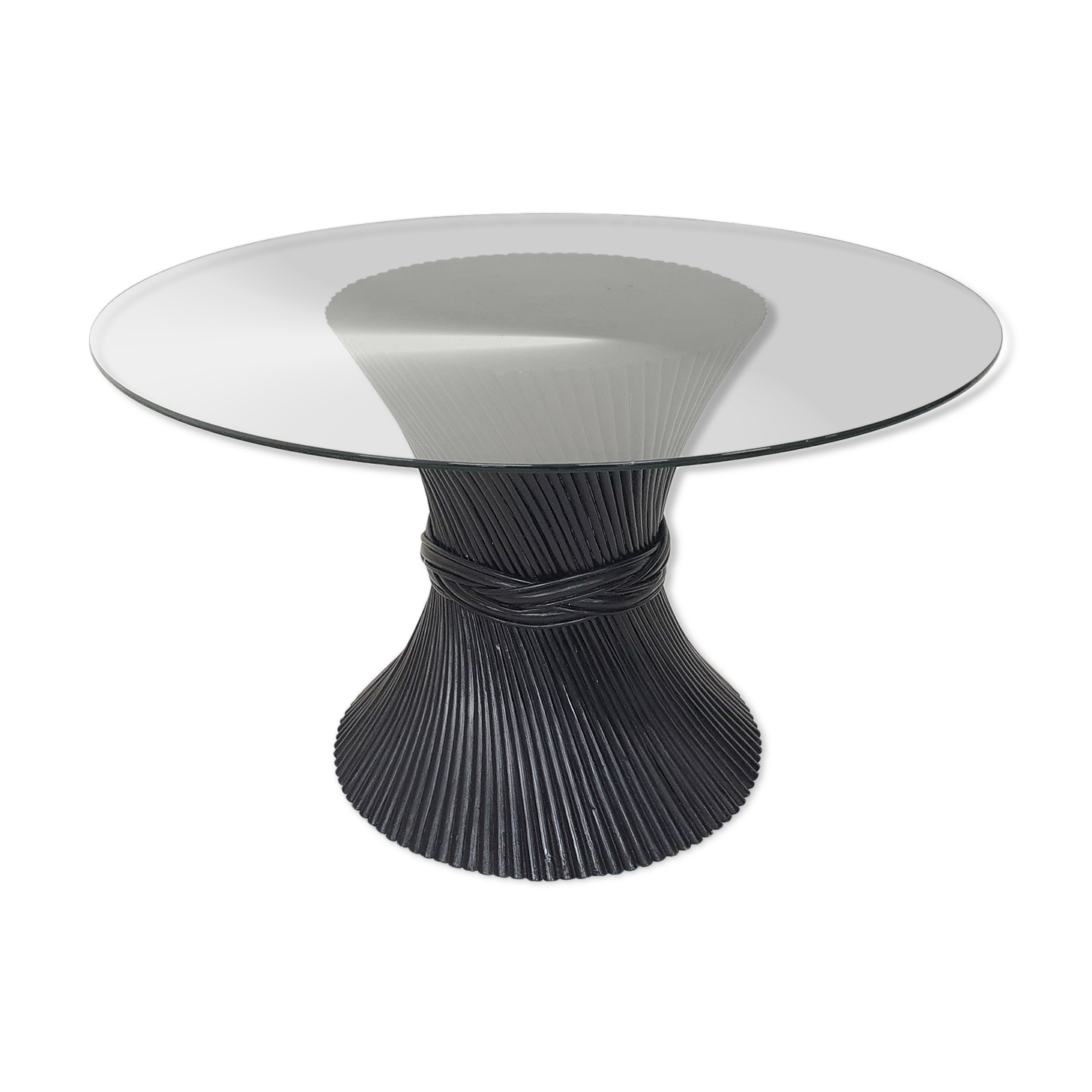 Bamboo and glass McGuire "Wheet" dining table, U.S.A, 1970's