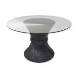 Bamboo and glass McGuire "Wheet" dining table, U.S.A, 1970's