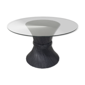 Bamboo and glass McGuire "Wheet" dining table, U.S.A, 1970's