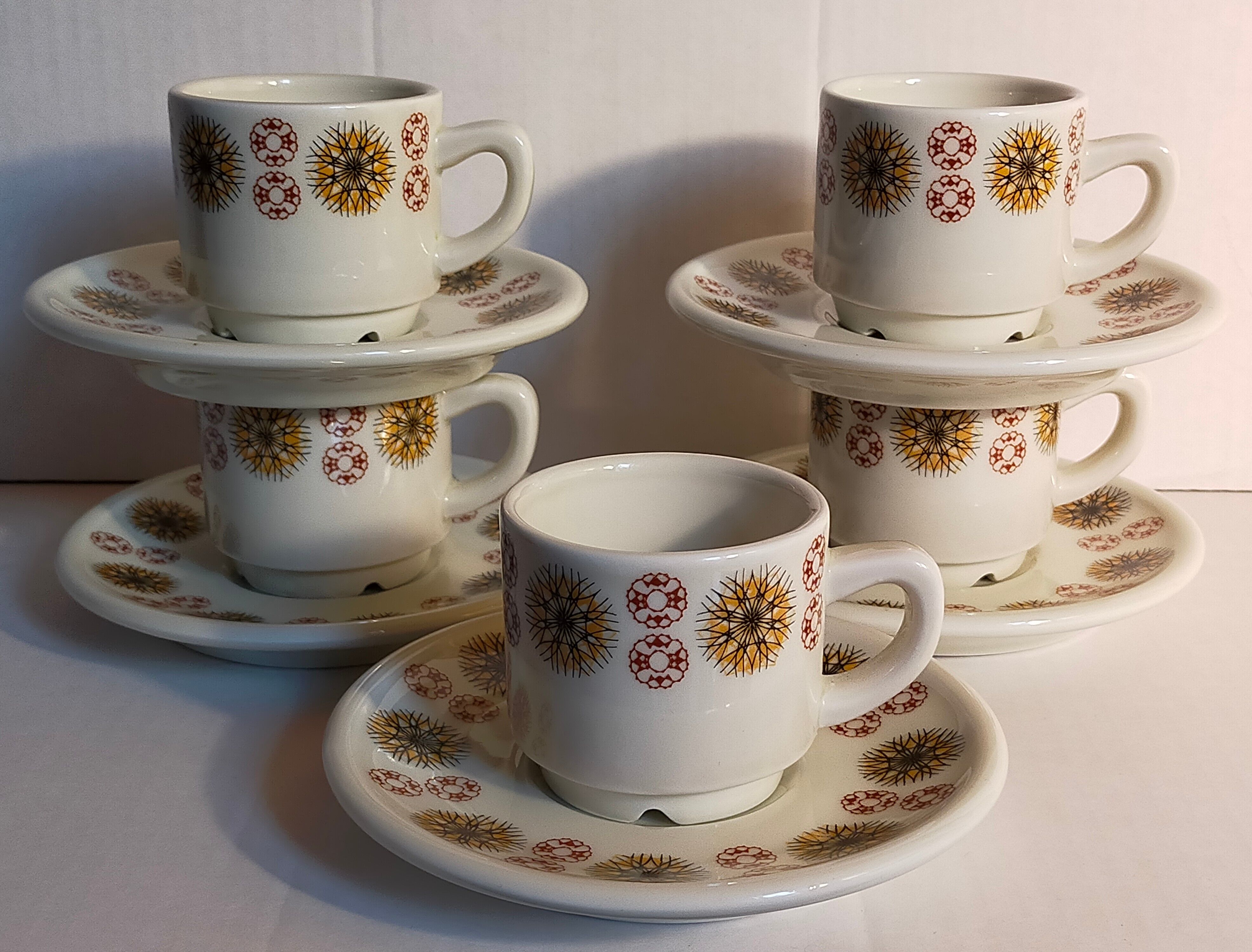 Five vintage Chauvigny porcelain espresso cups