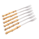 Set of 6 fondue forks with bamboo handles, 1960s
