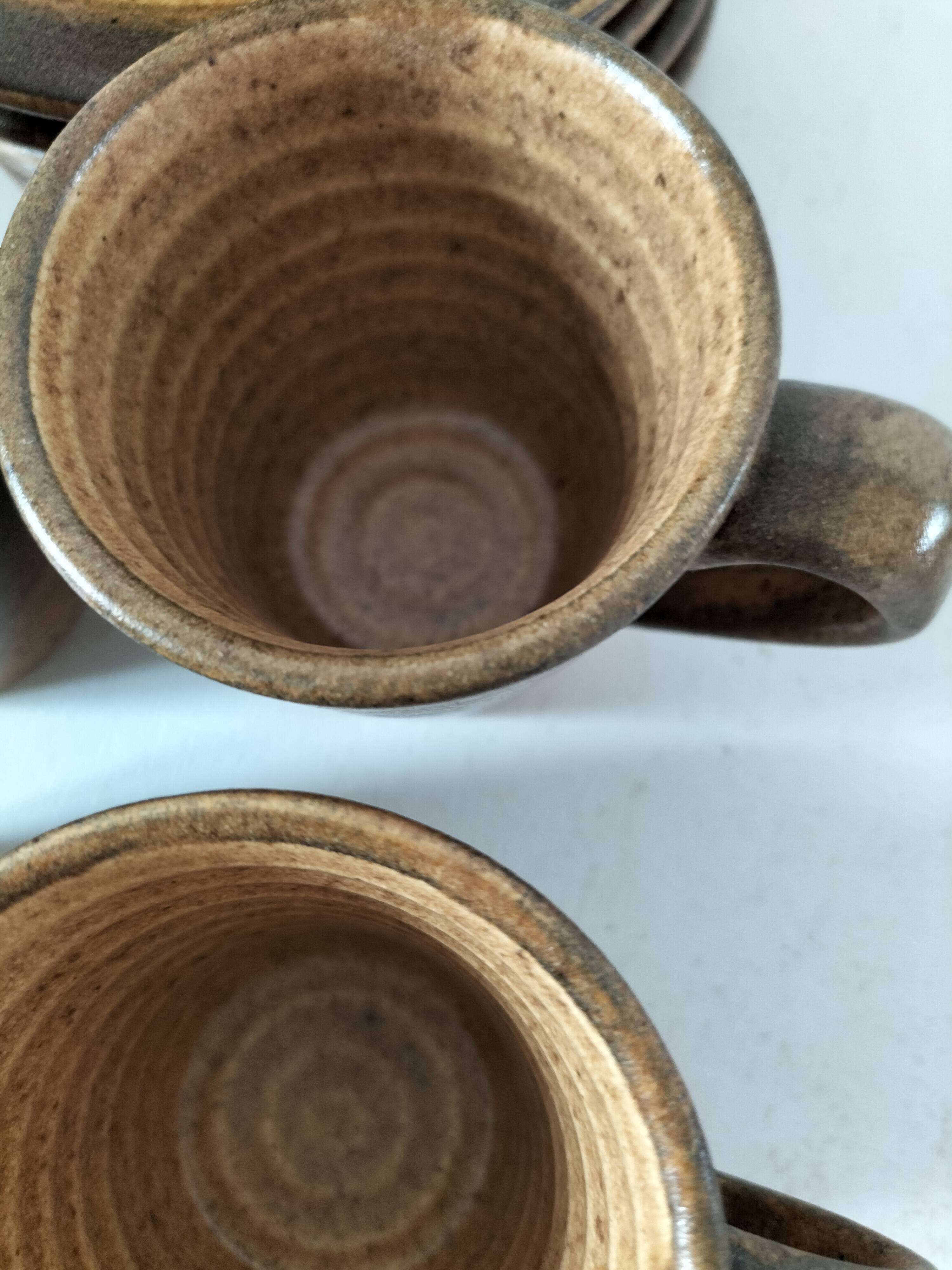 Set of 5 Longchamp France cups and 5 saucers in Japandi style