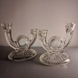 Bougeoirs Glass Belgium - XXth century