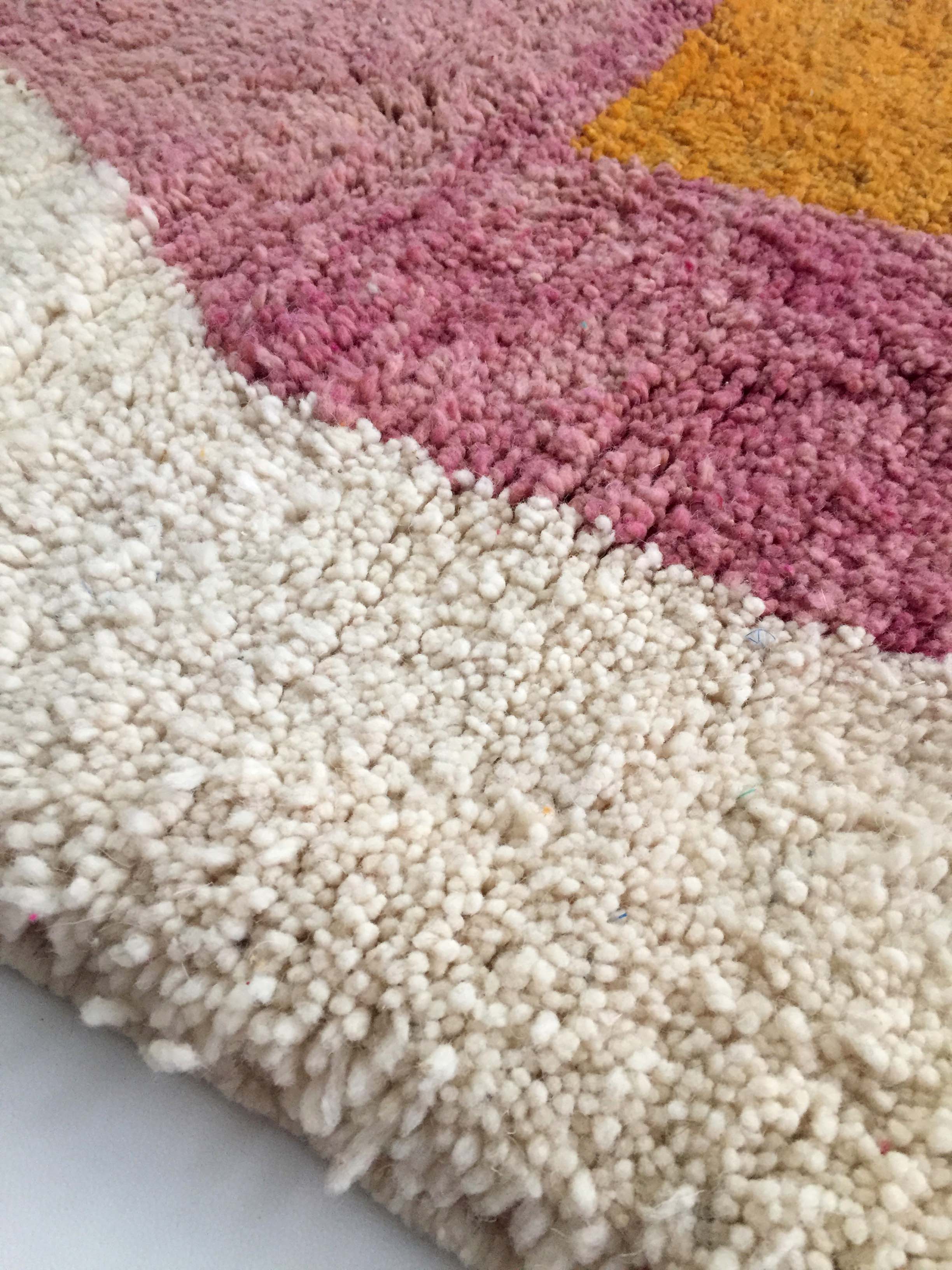 Moroccan Berber carpet Beni Ouarain unbleached with colorful patterns 140x96cm