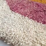 Moroccan Berber carpet Beni Ouarain unbleached with colorful patterns 140x96cm
