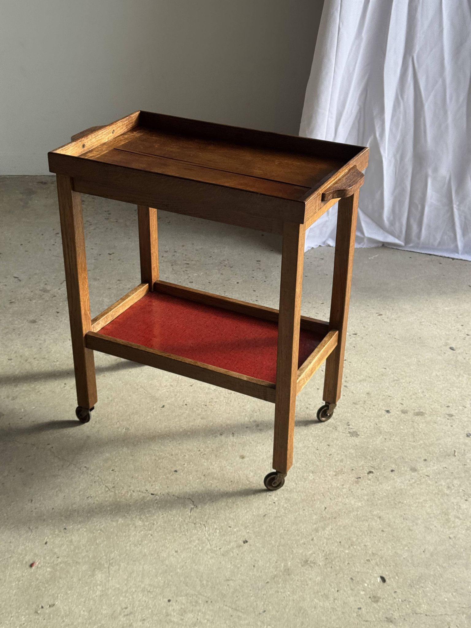 Wooden rolling trolley with removable top H66 75x35