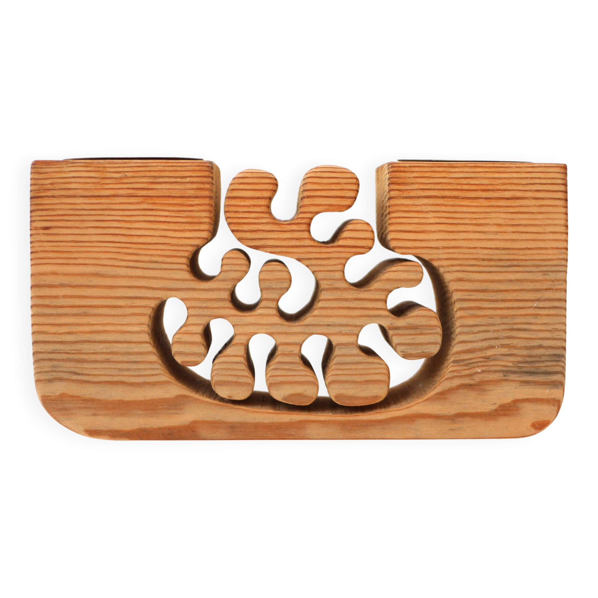 Large Wooden Candleholder by Gunnar Kanevad for Gamla Linköping, Sweden