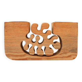 Large Wooden Candleholder by Gunnar Kanevad for Gamla Linköping, Sweden