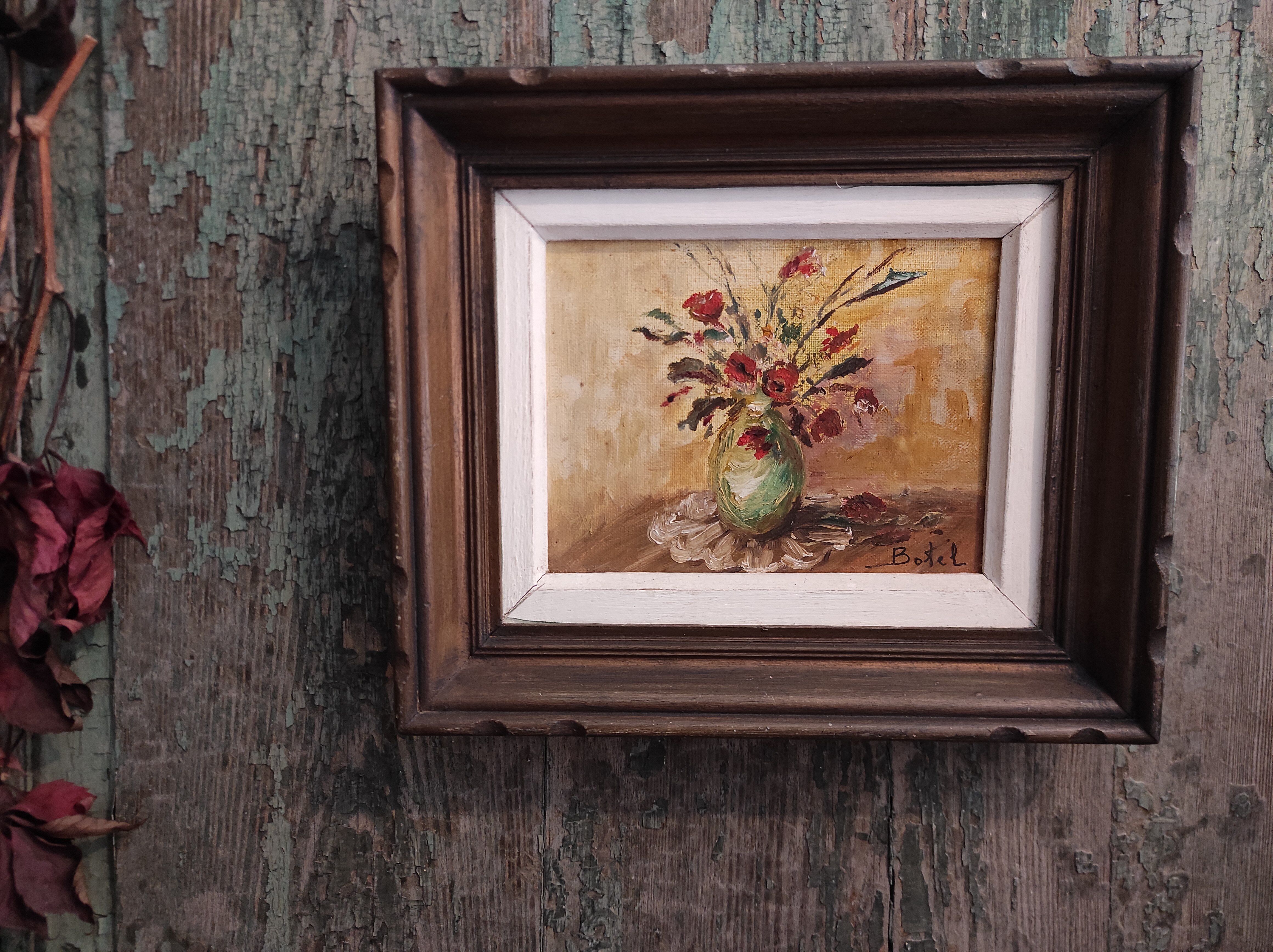 Peinture à l’huile vintage, signée Botel, française