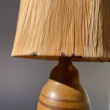 1970s brown ceramic lamp with foliage shade