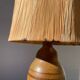 1970s brown ceramic lamp with foliage shade