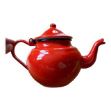 Red enamel teapot