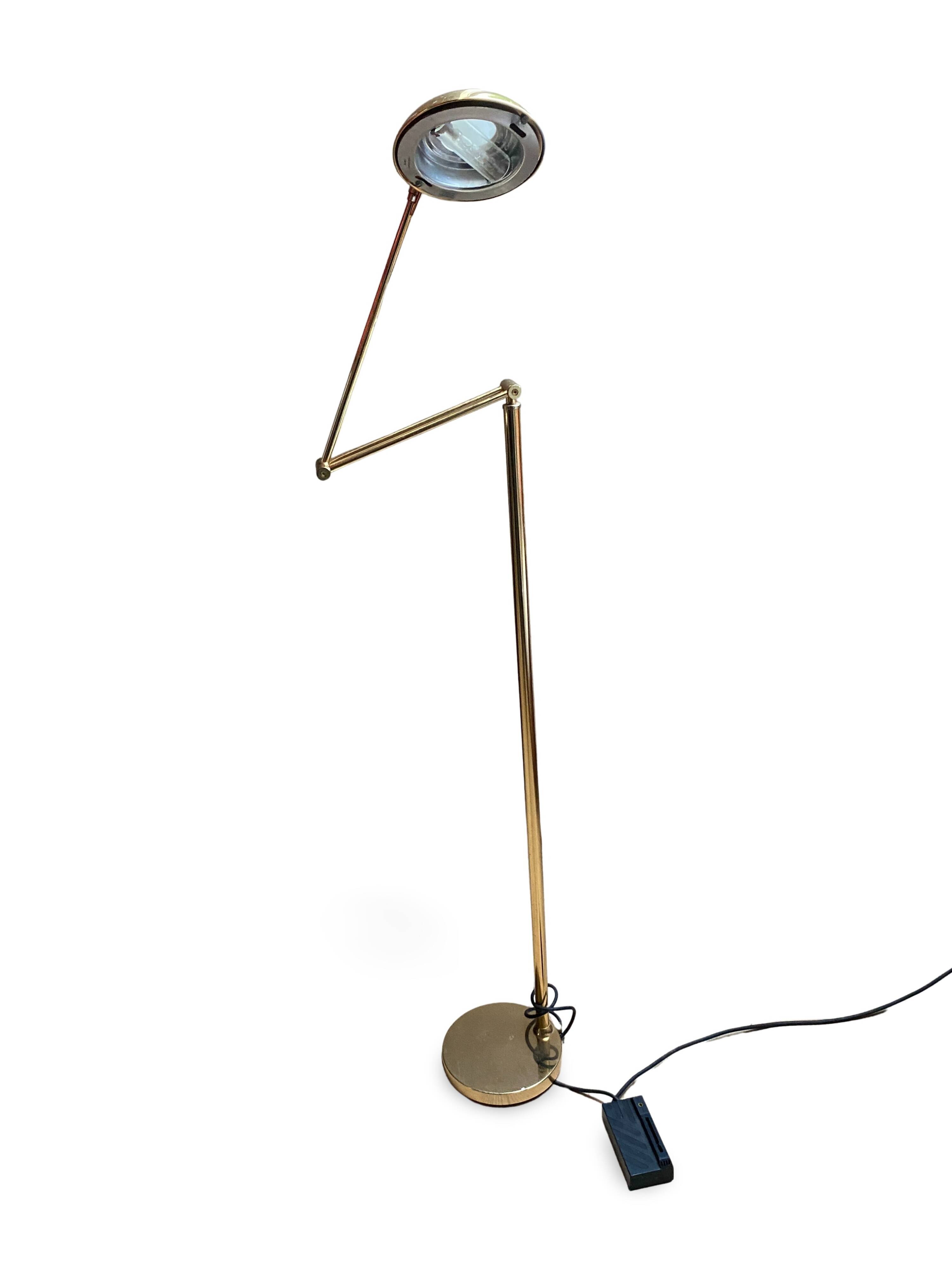 Articulated halogen lamp in chrome-plated brass – 1990s design – Italy