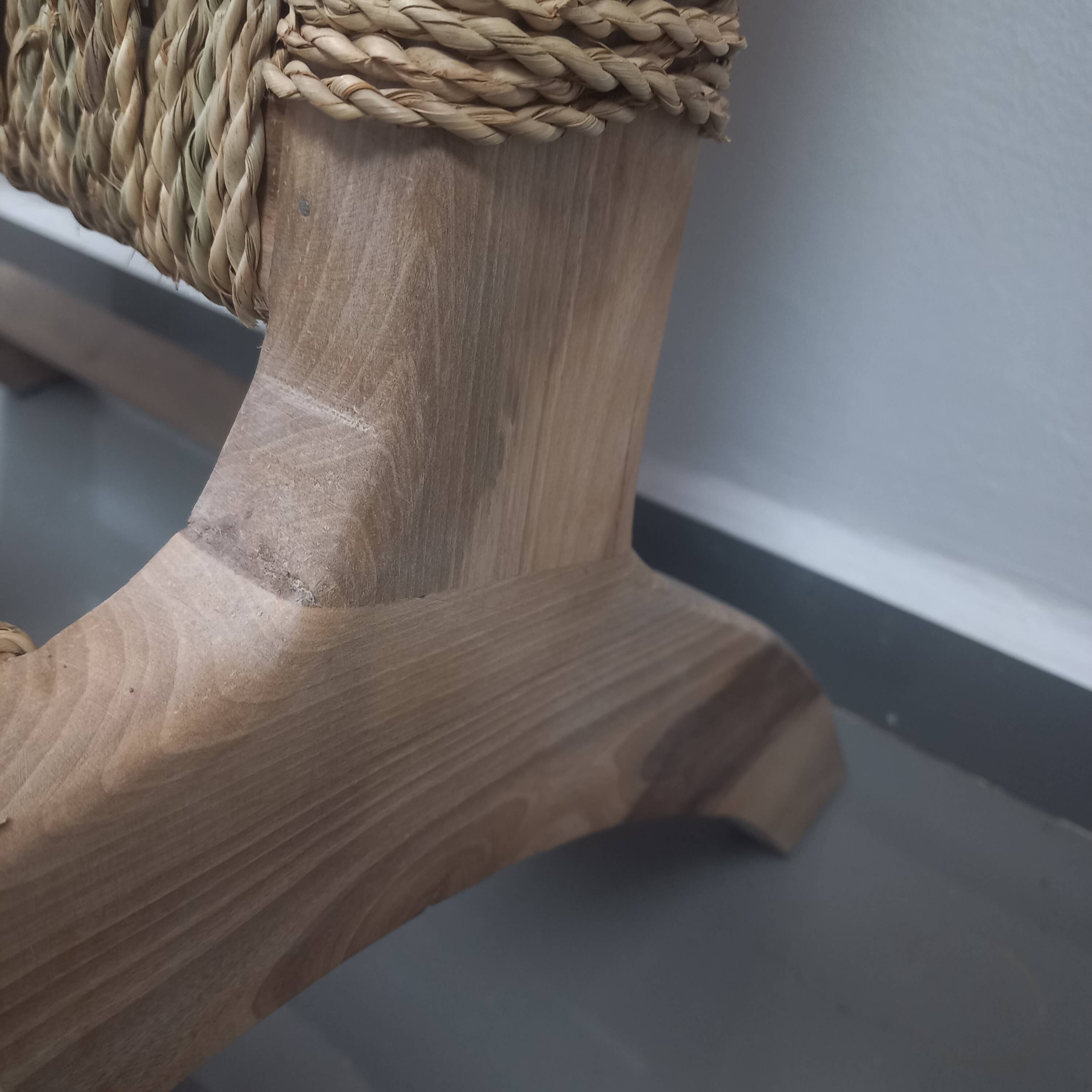 Chair woven from palm leaves
