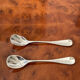 Duo of small salt spoons silver metal.