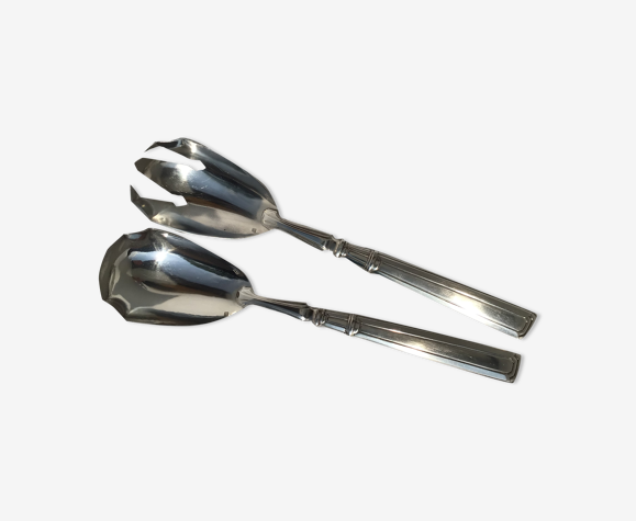 Art Deco salad cutlery in silver metal punches