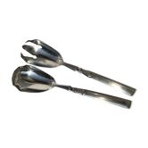 Art Deco salad cutlery in silver metal punches
