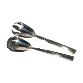 Art Deco salad cutlery in silver metal punches