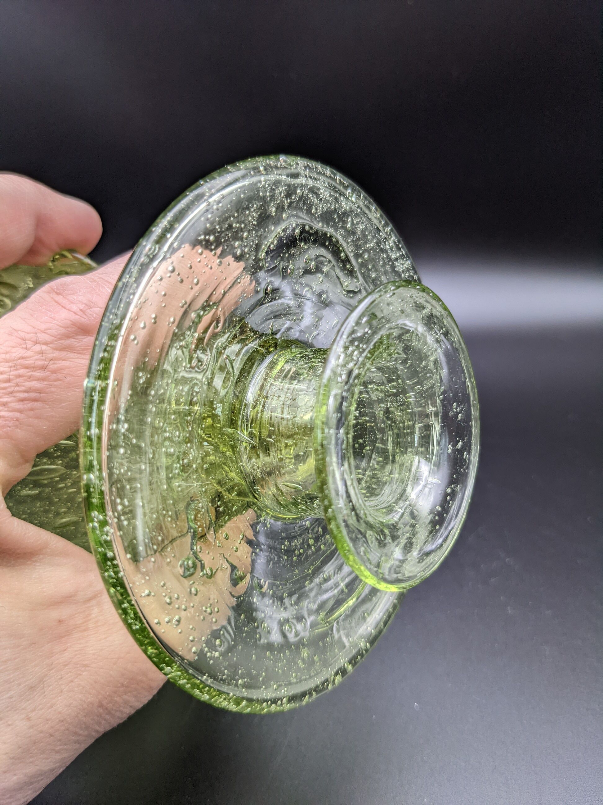 Bubbled blown glass candle holder