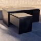 Important office with return, Italian design, black lacquered wood, Nègroni edition, late 80s