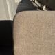 Fauteuil bas vintage chrome et tissu gris/beige