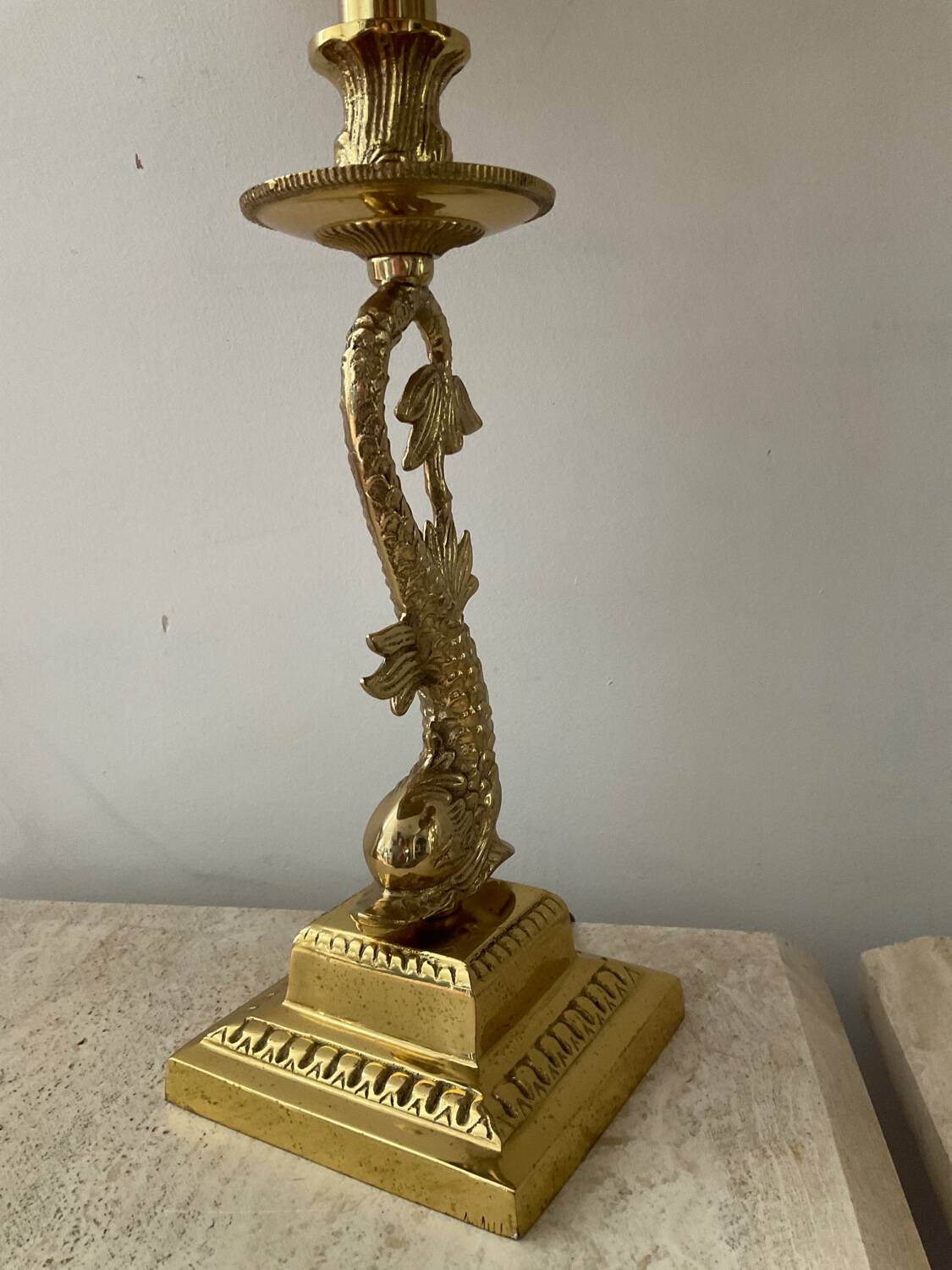 Pair of Empire lamps in bronze and sheet metal