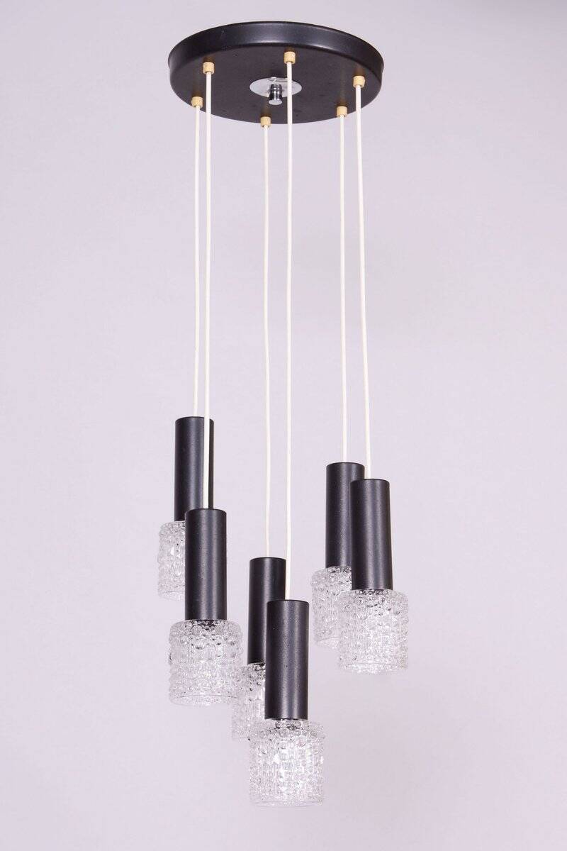 Mid-Century Chandelier in Steel by Elektroinstala Jílové, Czech, 1960s