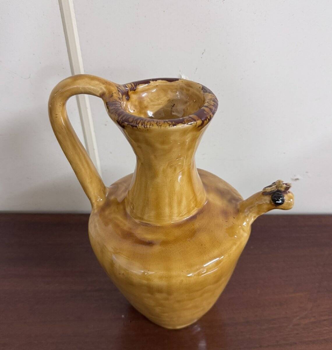 Jug, pitcher, ceramic lady with a glazed finish.