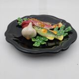 Ceramic plate barbotine vallauris trompe l'oeil kitsch Fish 2