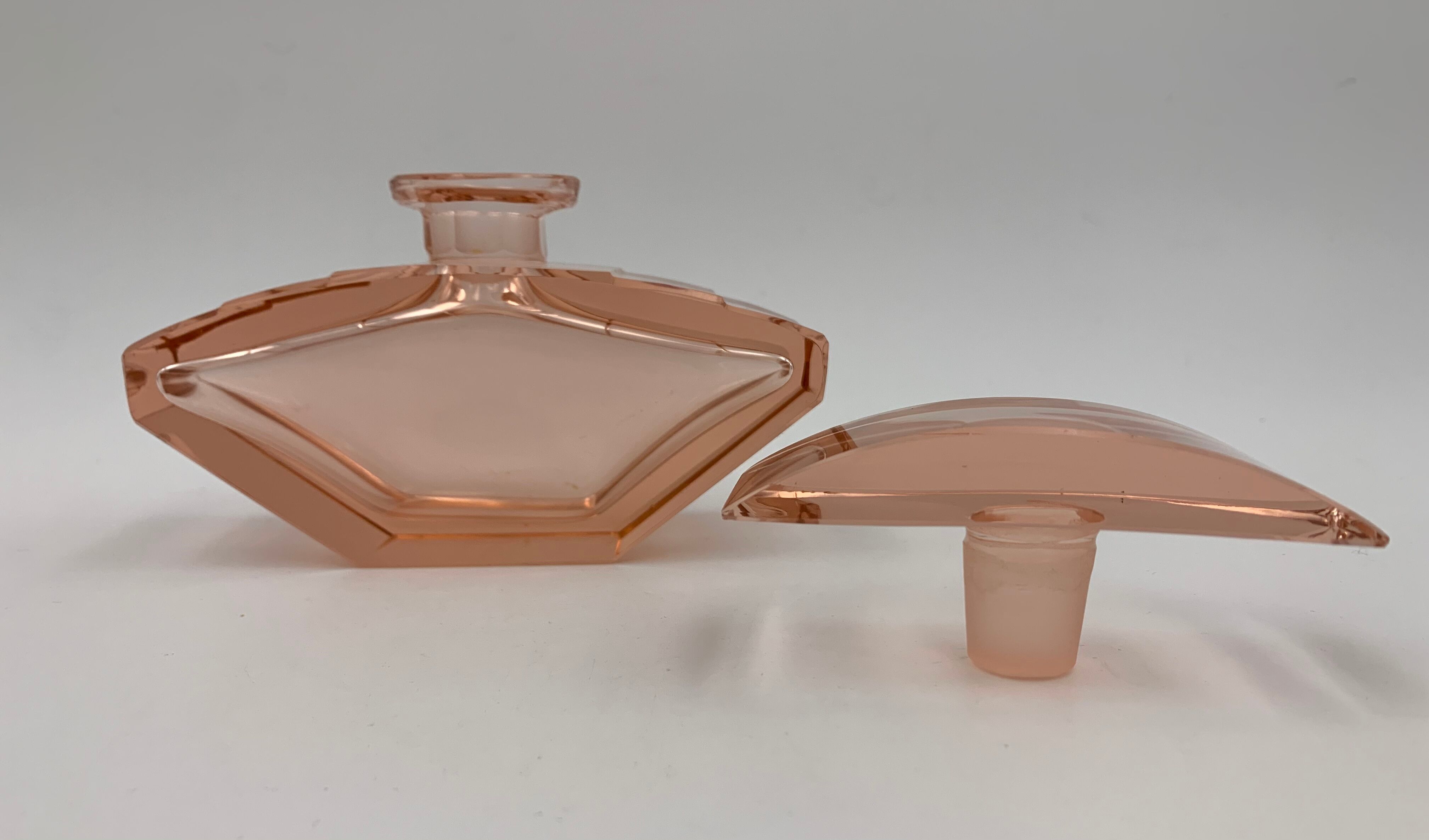 Art deco toilet top pink glass 3 pieces 1930s