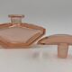 Art deco toilet top pink glass 3 pieces 1930s
