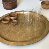44 cm chiseled brass tray