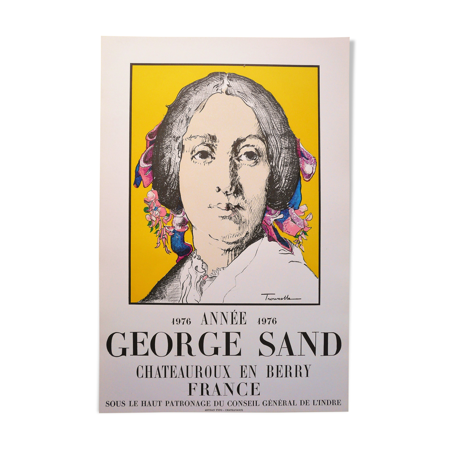 Vintage exhibition poster portrait of writer George Sand 1979