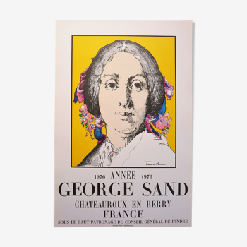 Affiche d'exposition vintage portrait de l'écrivaine George Sand 1979