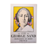 Vintage exhibition poster portrait of writer George Sand 1979