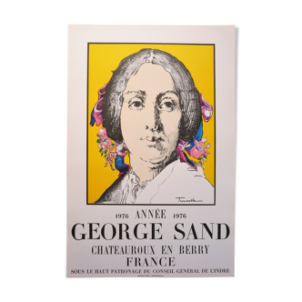 Vintage exhibition poster portrait of writer George Sand 1979