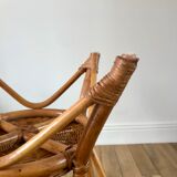 Round rattan coffee table double floor 60s