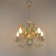 French Vintage Cream 5 Light Metal Chandelier Green and Peach Leaves