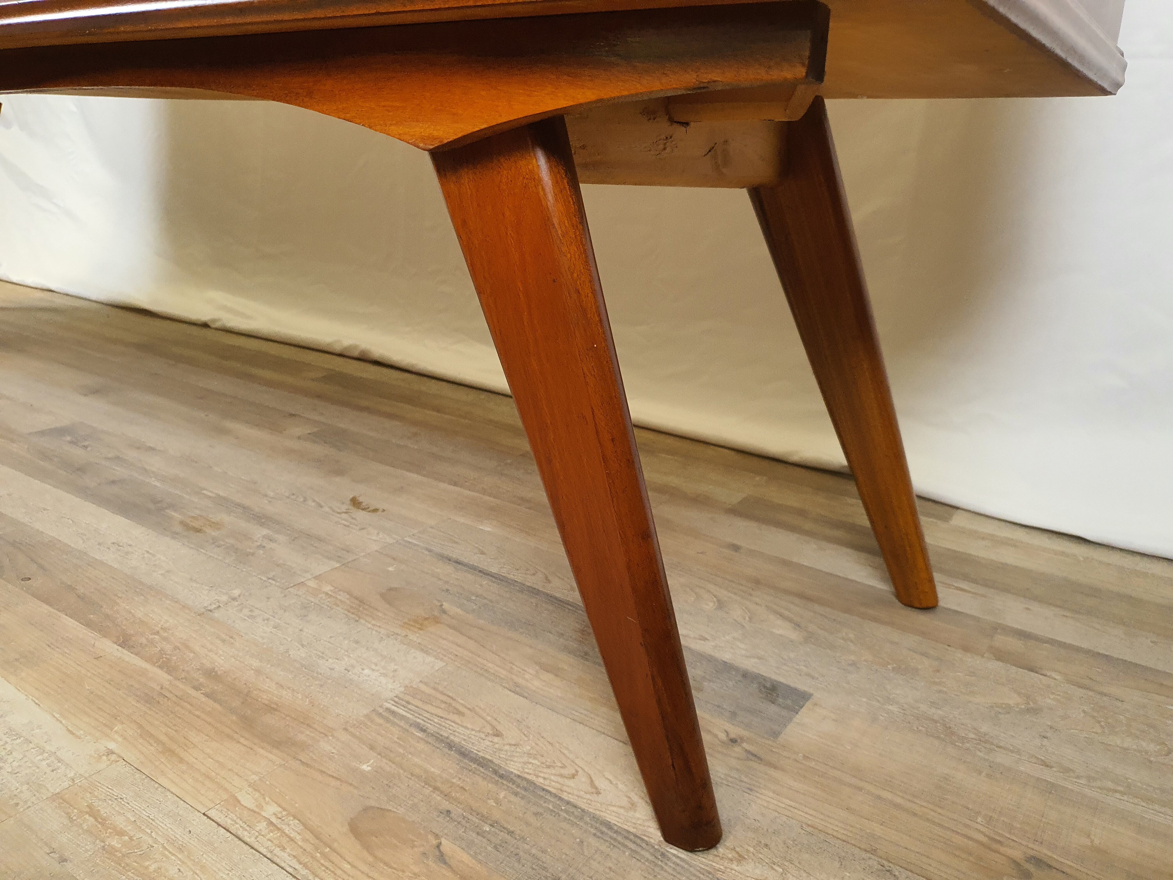 1960s sideboard with decorated doors in wood and brass