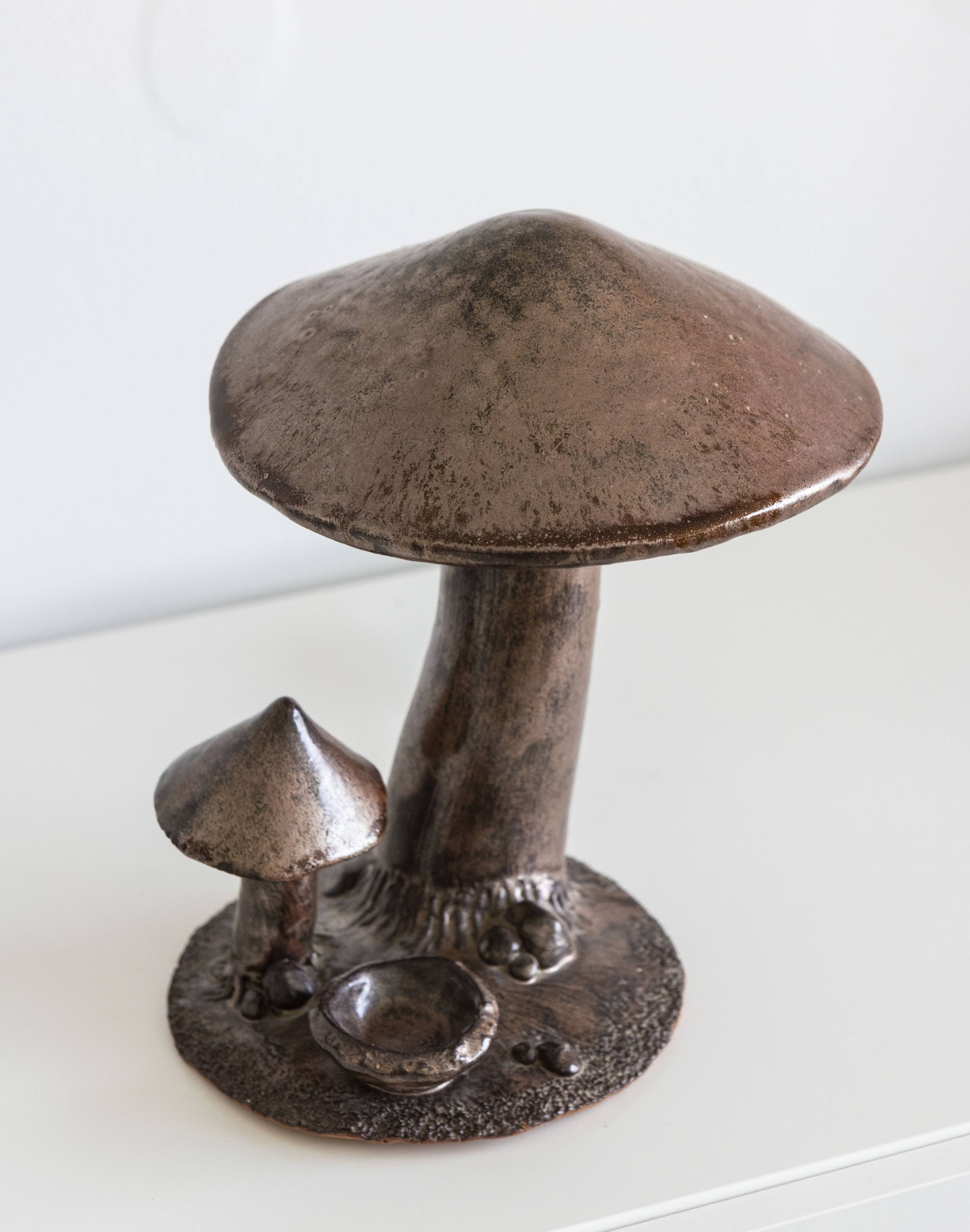 Lampe céramique champignons années 70