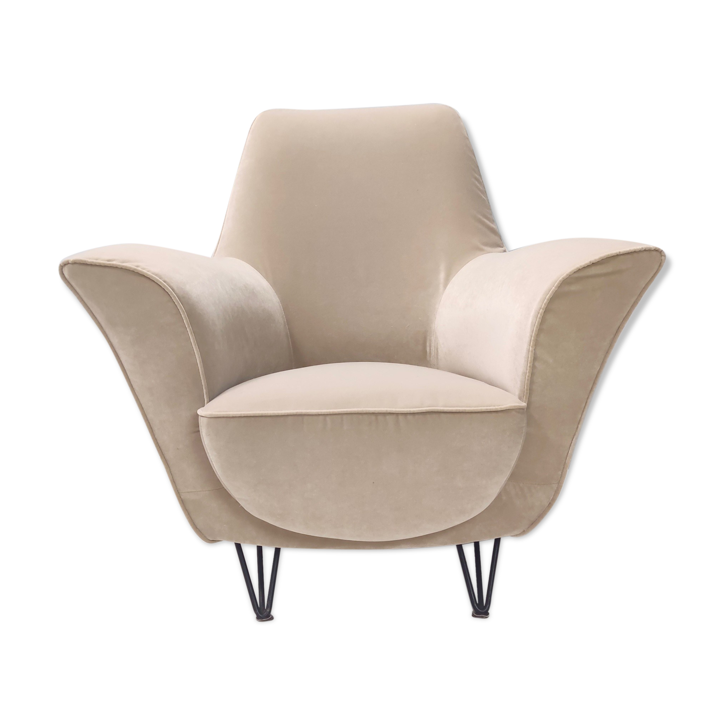 Vintage ivory fabric armchair, Italy