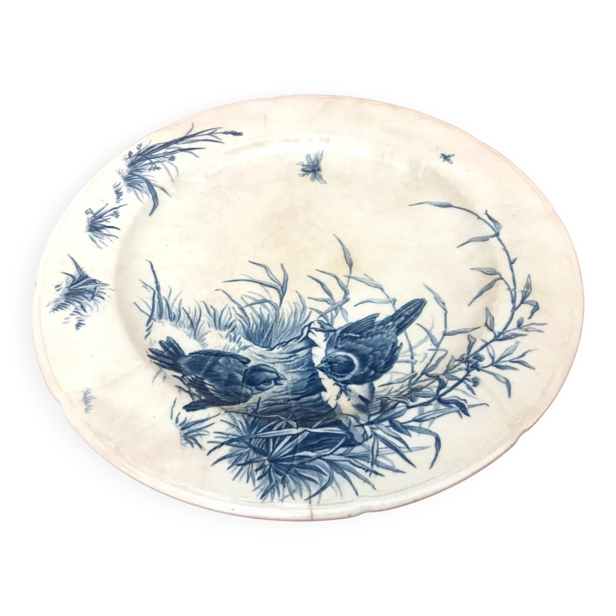 Gien Earthenware Antique Serving Dish Bird Decor