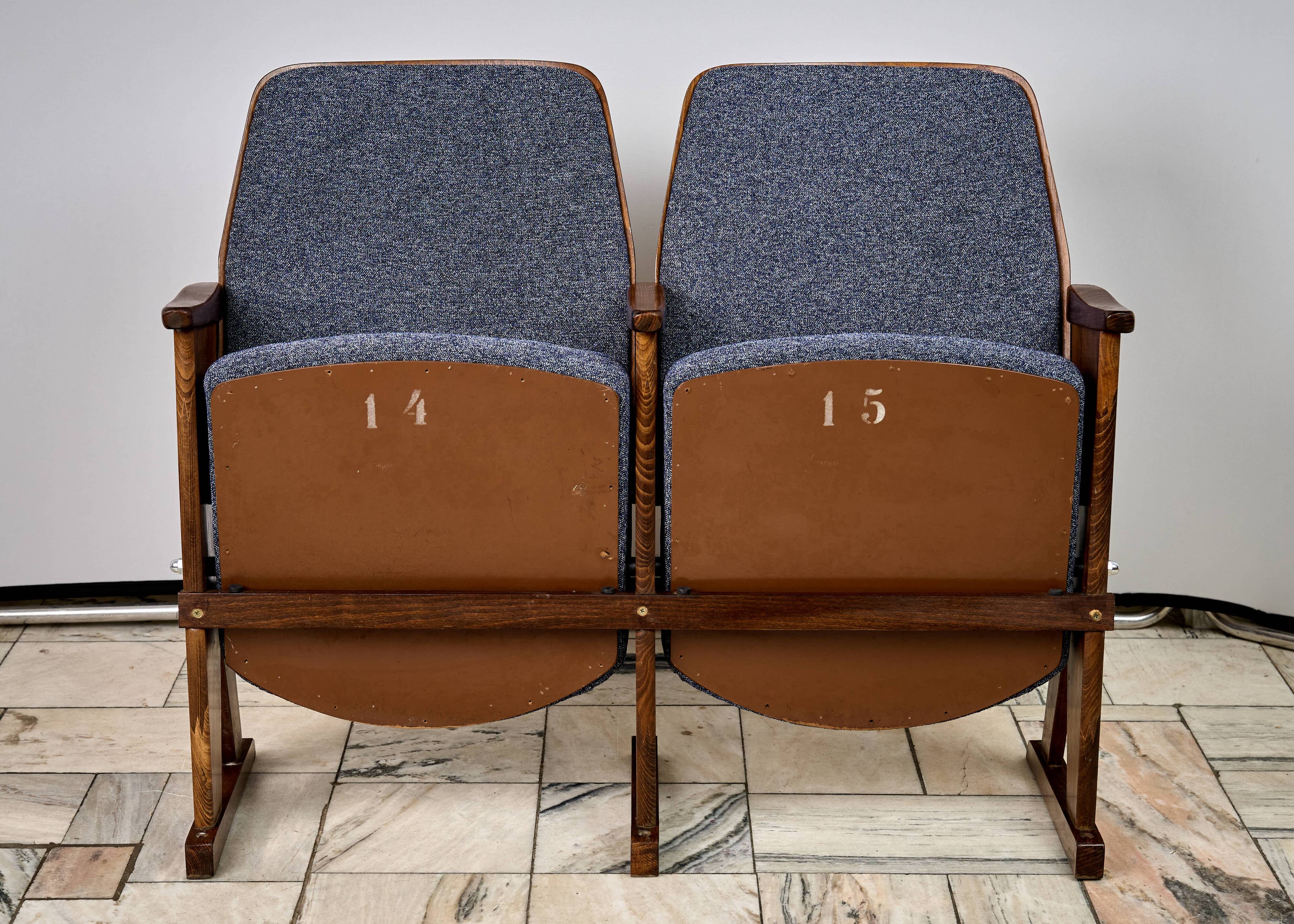 Vintage Blue Folding Cinema Chairs, 1970s Czechoslovakia