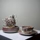 Sarreguemines tea service - Kyoto - antique 5 cups 6 saucers in Japanese style