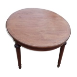 Table ancienne ovale extensible 4 pieds plateau avec marqueterie