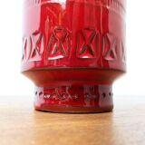 Red pottery vase Rimini Italian from the mid-century by Aldo Londi for Bitossi, 1960s.