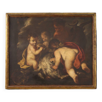 17th century Italian school painting, cherubs game